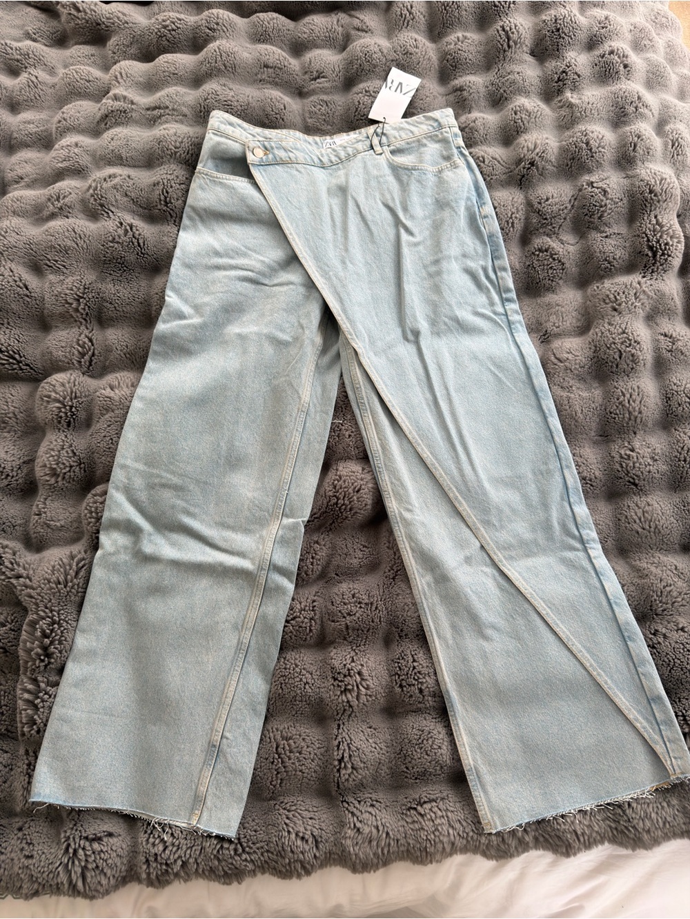 Zara Light Blue Wide-Leg Wrap Jeans